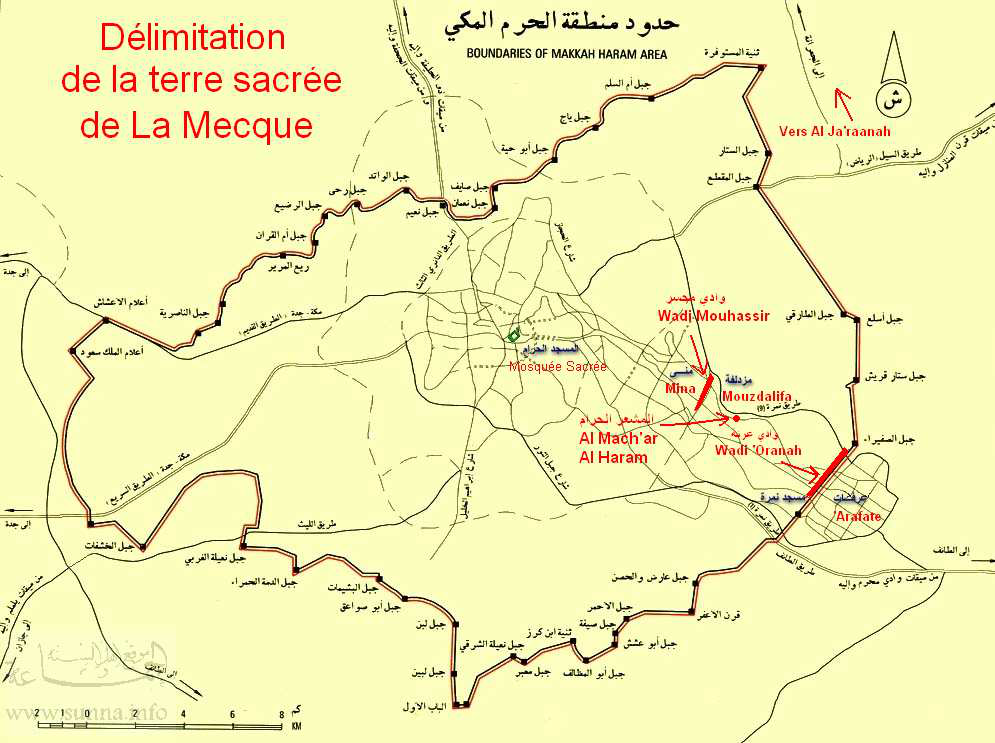 Carte de la terre sacrée de La Mecque