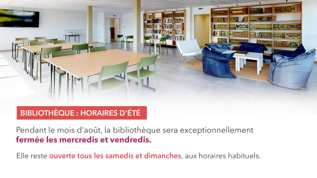 Bibliothèque : horaires d&rsquo;été